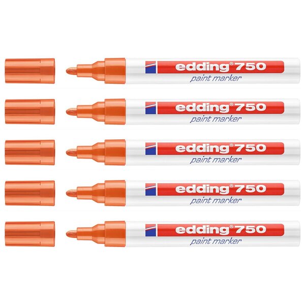 Marqueur Peinture 750 Orange Pointe Moyenne 2-4 mm x 5 EDDING