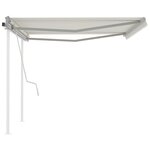 Vidaxl auvent manuel rétractable avec poteaux 4 5x3 5 m crème