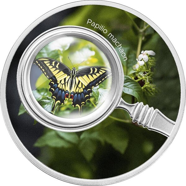 Pièce de monnaie en Argent 500 Francs g 17.50 Millésime 2024 Butterflies PAPILIO MACHAON