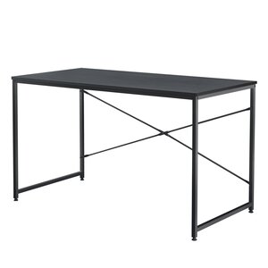 Bureau poste de travail d ordinateur table métal et MDF 120 cm noir 03_0003512