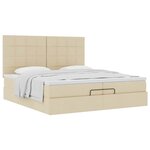 VidaXL Cadre de lit ottoman avec matelas crème 200x200cm tissu