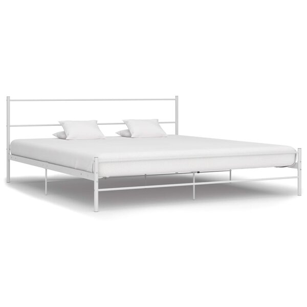 vidaXL Cadre de lit sans matelas et tête de lit blanc métal 160x200 cm