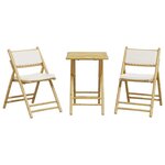vidaXL Ensemble de bistro pliante 3 Pièces et coussins blanc crème bambou