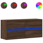 vidaXL Meuble TV mural avec lumières LED chêne marron 100x31x45 cm