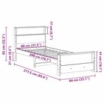vidaXL Cadre de lit Blanc 80 x 200 cm Bois massif en pin