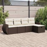 vidaXL Salon de jardin avec coussins 5 Pièces marron résine tressée