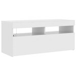 vidaXL Meuble TV avec lumières LED blanc brillant 90x35x40 cm