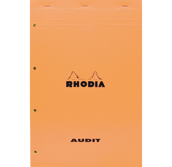 Bloc agrafé ORANGE N°119 audit 21x31 8 cm 80 feuillets multicolonnes 80 g RHODIA