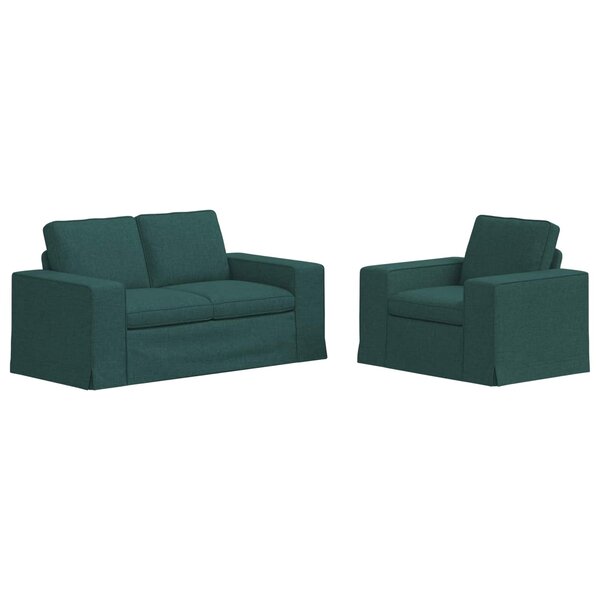 vidaXL Canapé 2 Pièces Vert foncé 182 x 80 x 82 cm tissu
