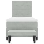 vidaXL Lit à ressorts avec matelas Gris clair 90 x 190 cm Velours