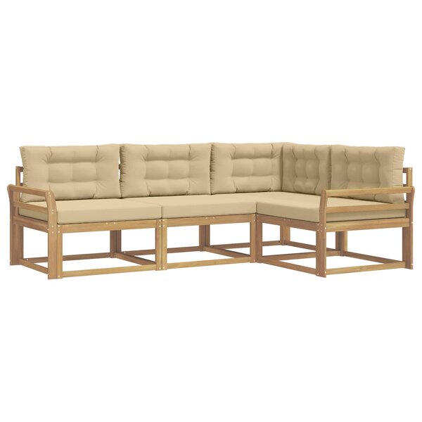 vidaXL Ensemble de canapés d'extérieur 3 Pièces Blanc et Beige Polyester