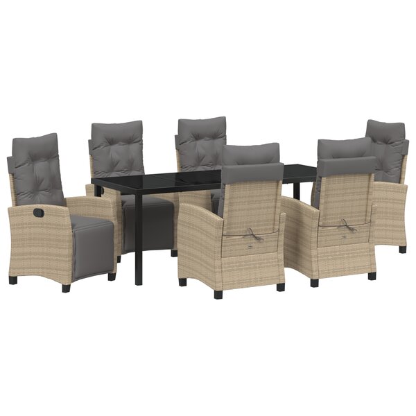 vidaXL Ensemble de jardin 7 pièces beige rattan poly