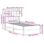 vidaXL Lit bibliothèque sans matelas 90x190 cm bois de pin massif