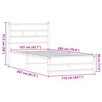 vidaXL Cadre de lit en métal sans matelas chêne marron 107x203 cm