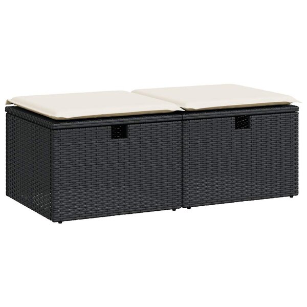 vidaXL Salon de jardin avec coussins 2 Pièces noir résine tressée acacia