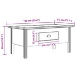 vidaXL Table basse BODO gris 100x55x46 cm bois de pin massif