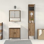vidaXL Ensemble de mobilier de salle de bain avec étagère 3 Pièces Marron