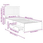vidaXL Cadre de lit Bois ancien 90 x 190 cm Bois d'ingénierie