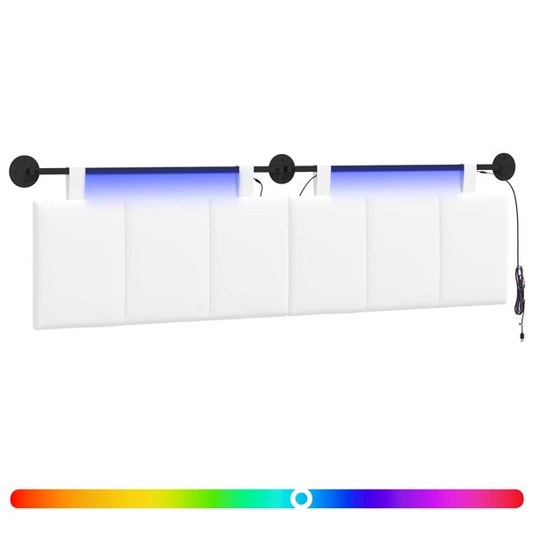 vidaXL Tête de lit suspendue Avec lumière LED Blanc Tissu