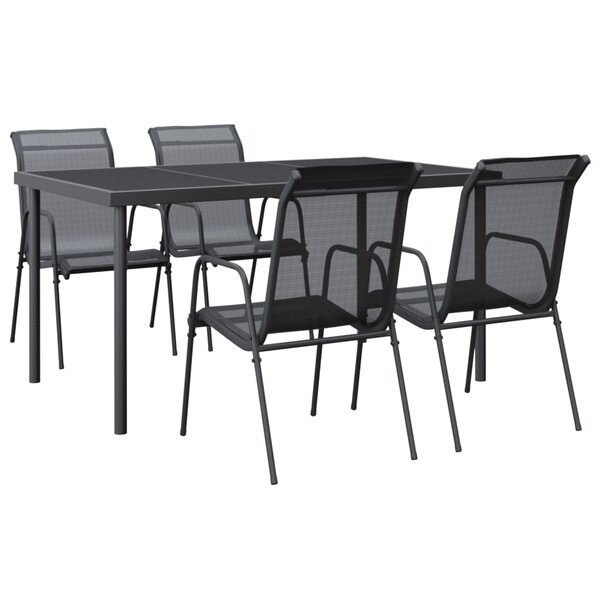 vidaXL Ensemble à manger de jardin 5 Pièces noir textilène et acier