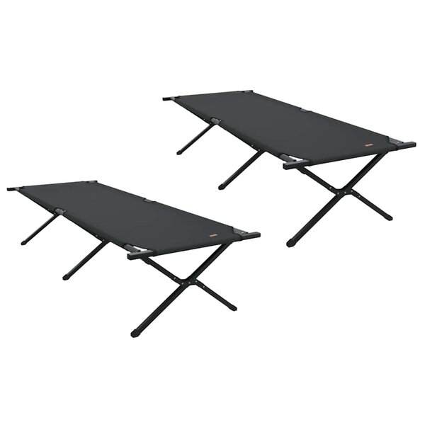 vidaXL Lit de camping pliant 2 Pièces Noir Tissu Oxford