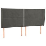 vidaXL Tête de lit avec oreilles Gris foncé 183x23x118/128 cm Velours