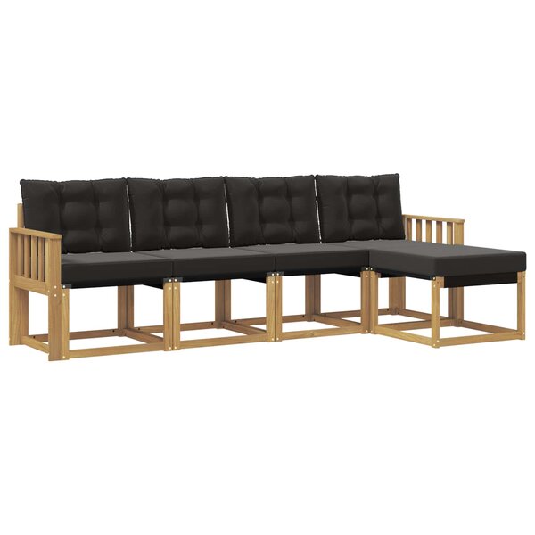 vidaXL Ensemble de canapés d'extérieur 5 pc Blanc et noir