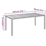 vidaXL Table de jardin dessus en bois Gris 190x90x75 cm Résine tressée