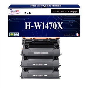 T3AZUR -3x Toners compatibles avec HP W1470X (147X) pour HP LaserJet Enterprise M610  M610dn  M610n  M611dn  M611n  M611x  M612dn