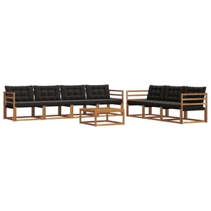 vidaXL Ensemble de canapés d'extérieur 8 Pièces Naturel et Noir