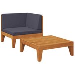 vidaXL Salon de jardin 2 Pièces avec coussins Bois d'acacia solide