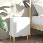 vidaXL Tables de chevet avec pieds en bois 2 Pièces Blanc 40x30x50 cm