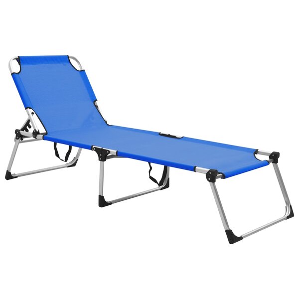 vidaXL Chaise longue pliable extra haute pour seniors Bleu Aluminium