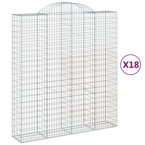 vidaXL Paniers à gabions arqués 18 Pièces 200x50x220/240 cm Fer galvanisé