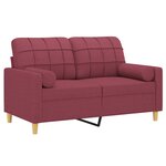 vidaXL Canapé 2 places avec oreillers bordeaux 120 cm tissu