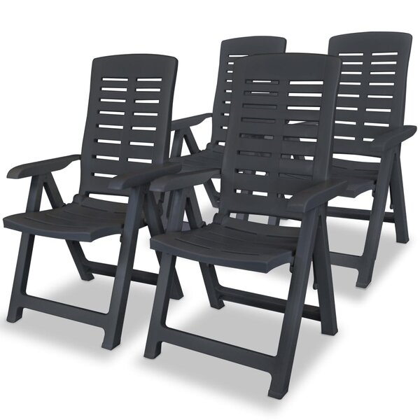 vidaXL Chaises inclinables de jardin lot de 4 Plastique Anthracite