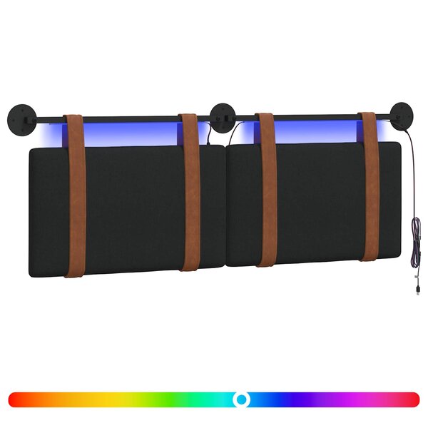 vidaXL Tête de lit suspendue Avec lumière LED Noir PU antique