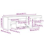 vidaXL Meuble TV avec lumières LED Blanc 140x36 5x40 cm