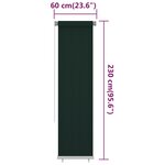 vidaXL Store roulant d'extérieur 60x230 cm Vert foncé PEHD