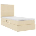 vidaXL Lit avec rangement et matelas Crème 90 x 200 cm Polyester