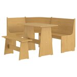 vidaXL Ensemble à manger REINE 3 Pièces marron miel bois de pin massif
