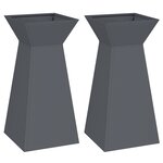 vidaXL Jardinières en colonne   2 Pièces avec bol anthracite  35x35x73 cm en acier.
