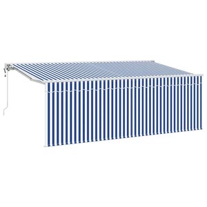 vidaXL Auvent Rétractable Rayé Bleu et blanc 400 x 200 cm tissu