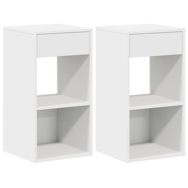 vidaXL Tables de chevet avec tiroir 2 Pièces blanc 35x34x66 5 cm