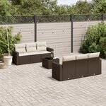 vidaXL Salon de jardin avec coussins 7 Pièces marron résine tressée