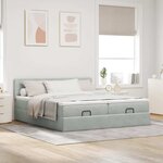 VidaXL Cadre de lit ottoman et matelas gris clair 180x200cm velours