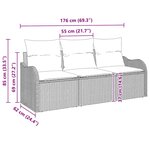 vidaXL Ensemble de Canapé de Jardin 3 Pièces avec Coussins Marron Poly Rattan
