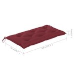 vidaXL Banc de jardin avec coussin rouge bordeaux 112 cm Teck massif