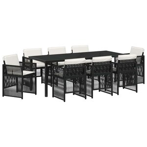 vidaXL Ensemble de salle à manger pour jardin 9 Pièces Noir Poly rotin
