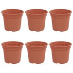 vidaXL Pot à fleurs rond 6 Pièces Rouge brique Ø 12 5 x 10 cm Plastique
